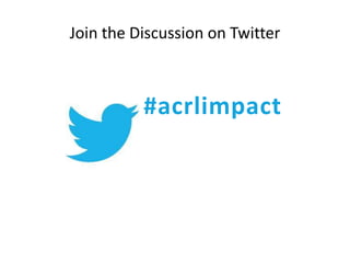 Join the Discussion on Twitter



          #acrlimpact
 