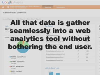 All that data is gather
seamlessly into a web
 analytics tool without
bothering the end user.
 