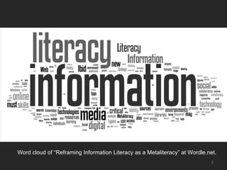 Word cloud of “Reframing Information Literacy as a Metaliteracy” at Wordle.net.
                                          ...