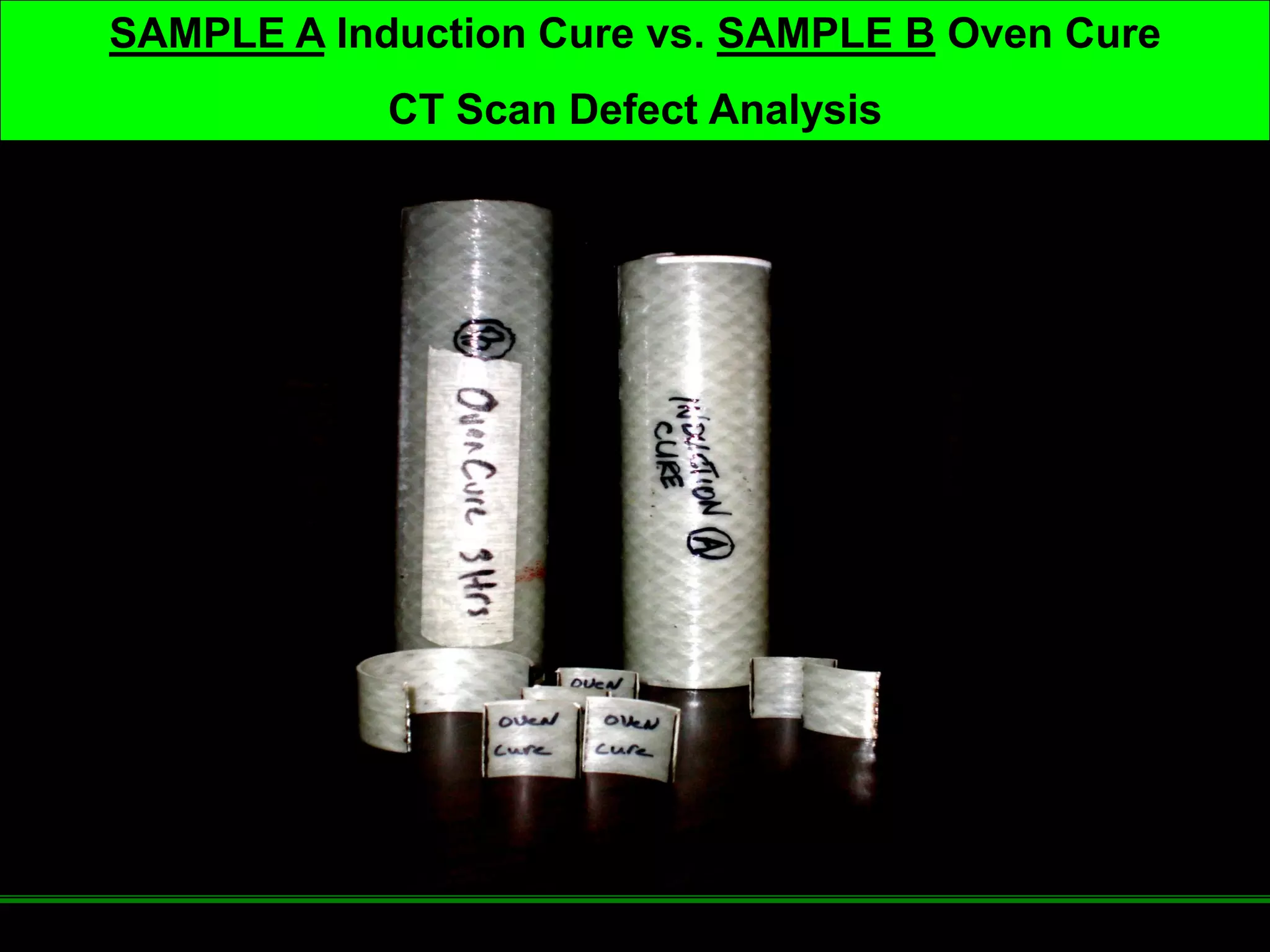 SAMPLE A Induction Cure vs. SAMPLE B Oven Cure
            CT Scan Defect Analysis
 
