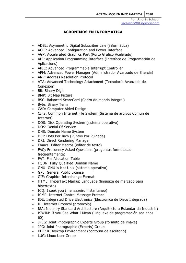 Acronimos En Informatica
