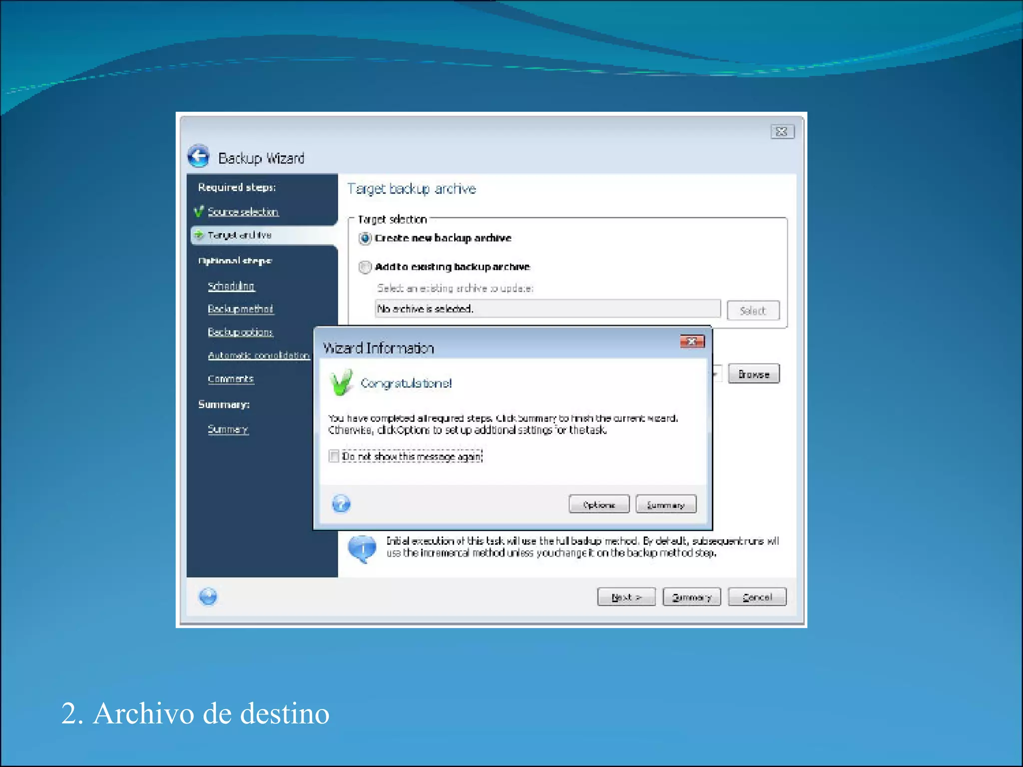 2. Archivo de destino
