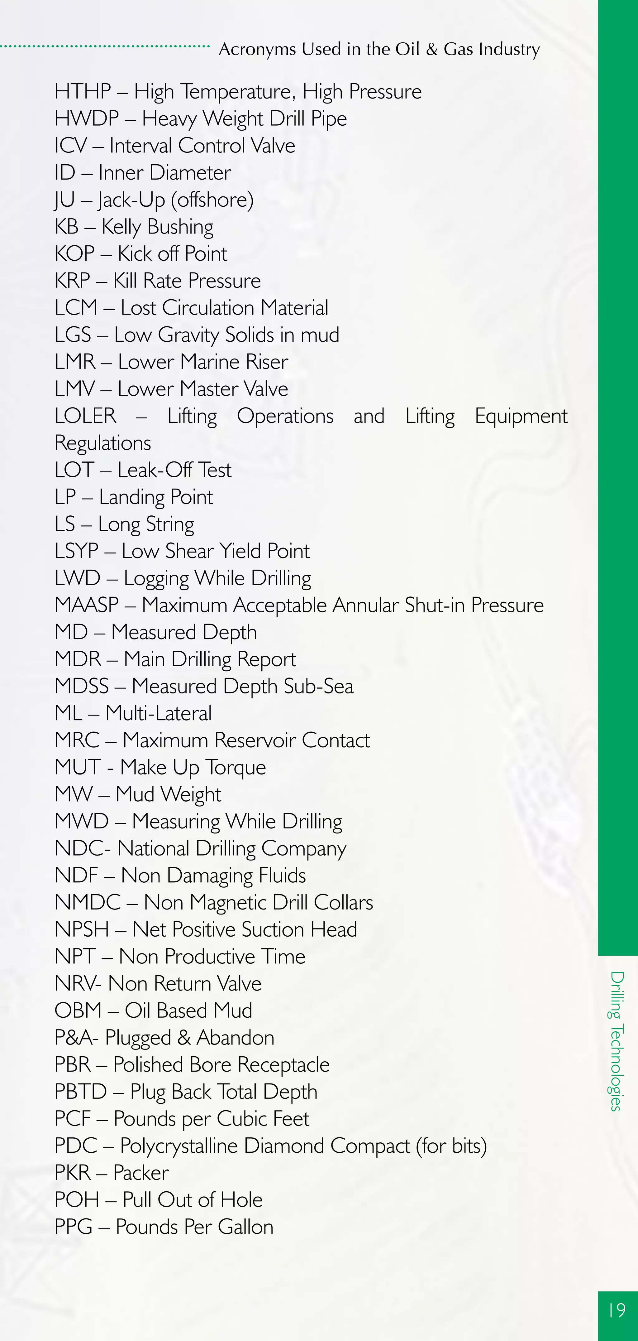 Acronyms gas and oil industry | PDF