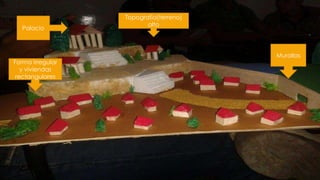 Forma irregular
y viviendas
rectangulares
Murallas
Topografia(terreno)
alto
Palacio
 