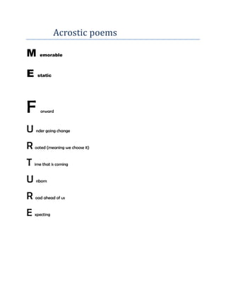 Acrostatic Acrostic poems | DOCX