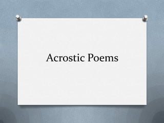 Acrostic Poems

 