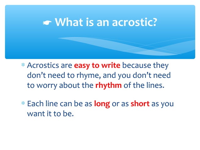 Acrostic Poems Ppt PPT