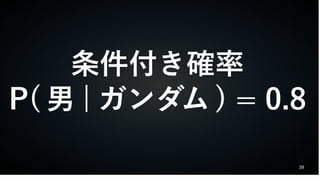 39
条件付き確率
P( 男 | ガンダム ) = 0.8
 