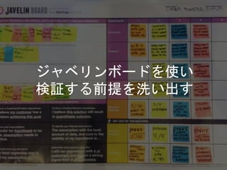 ジャベリンボードを使い
検証する前提を洗い出す
Copyright 2018 Masayuki Tadokoro All rights reserved
Startup Science 2018
 