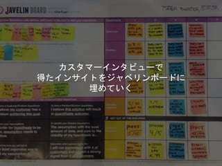 Copyright 2018 Masayuki Tadokoro All rights reserved
カスタマーインタビューで
得たインサイトをジャベリンボードに
埋めていく
Startup Science 2018
 