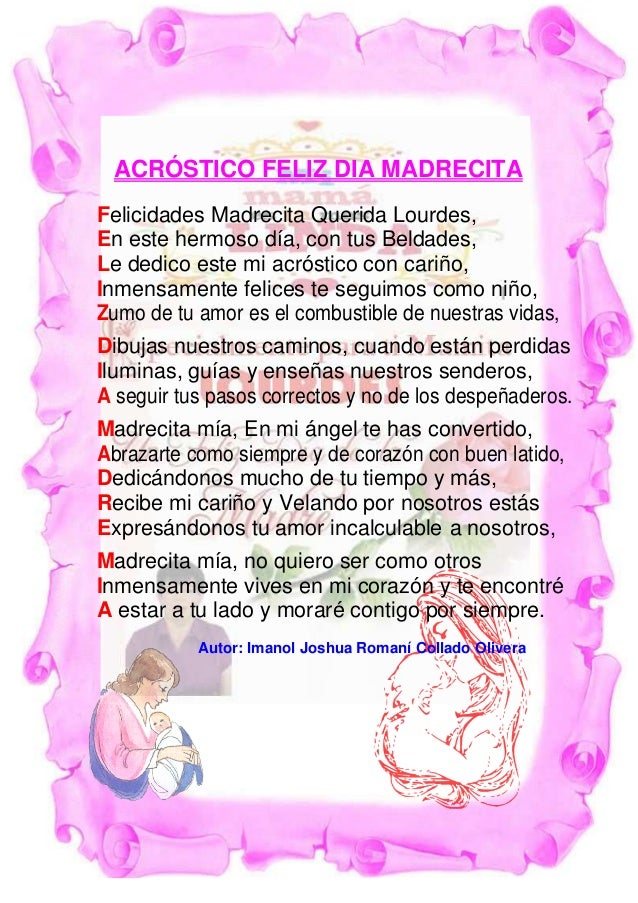 Acróstico feliz dia madre mia