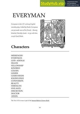 A Crtical Analysis Of The English Morality Play EVERYMAN | PDF