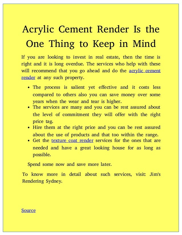 Acrylic Cement Render