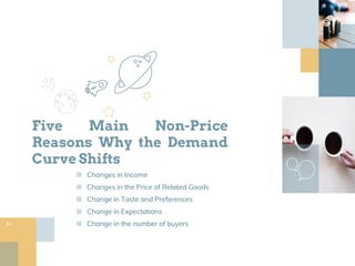 Five Main Non-Price
Reasons Why the Demand
Curve Shifts
■ Changes in Income
■ Changes in the Price of Related Goods
■ Change in Taste and Preferences
■ Change in Expectations
■ Change in the number of buyers
16
 