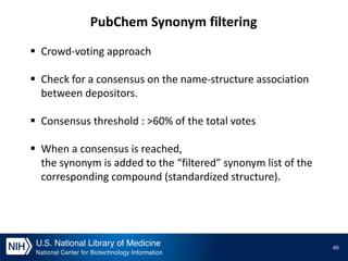 Chemical Structure Standardization and Synonym Filtering in PubChem | PPTX