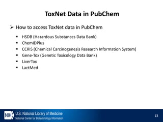 Tox Data Toxicological information in PubChem | PPTX