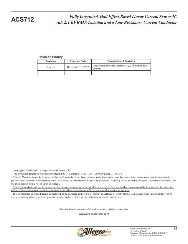 Датчик тока acs712 datasheet