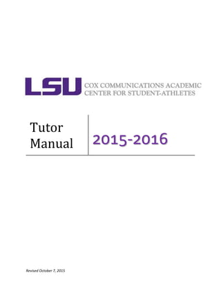 Revised August 22, 2016
Tutor
Manual 2016-2017
 