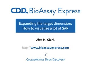 Expanding the target dimension:
How to visualize a lot of SAR
Alex M. Clark
http://www.bioassayexpress.com
⚡
COLLABORATIVE DRUG DISCOVERY
 