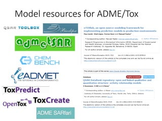 Development and sharing of ADME/Tox and Drug Discovery Machine learning ...