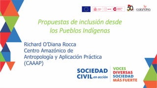Richard O’Diana Rocca
Centro Amazónico de
Antropología y Aplicación Práctica
(CAAAP)
Propuestas de inclusión desde
los Pueblos Indígenas
 