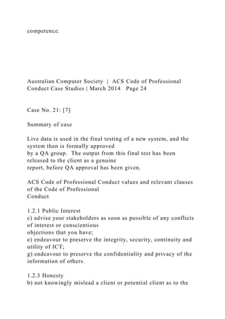 ACS Code of Professional Conduct Case Studies .docx