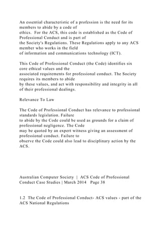 ACS Code of Professional Conduct Case Studies .docx