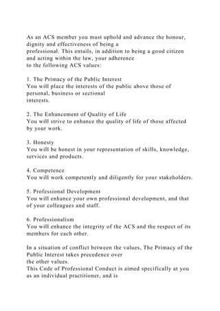 ACS Code of Professional Conduct Case Studies .docx