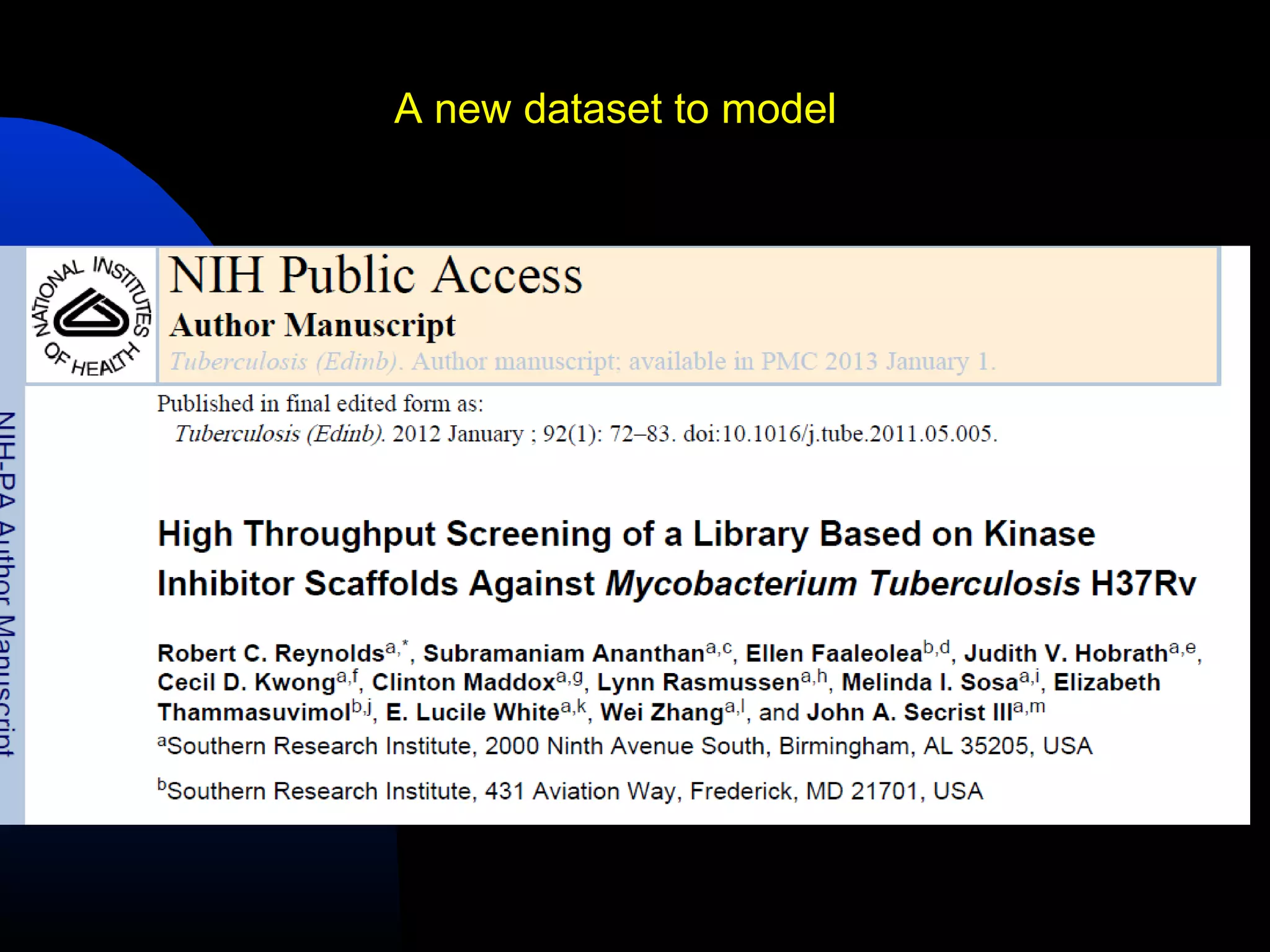 A new dataset to model
 