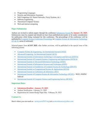 Call for Papers - 13th International Conference of Advanced Computer ...