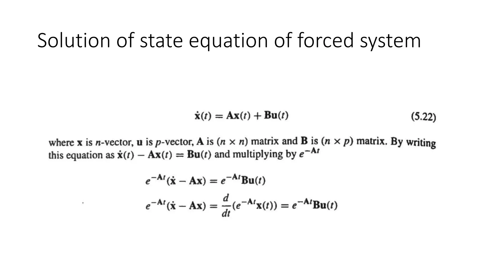 Solution of state equation of forced system