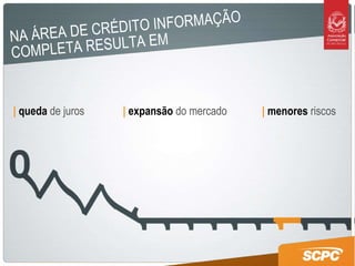 NA ÁREA DE CRÉDITO INFORMAÇÃO COMPLETA RESULTA EM |  queda   de juros |  expansão  do mercado |  menores  riscos 