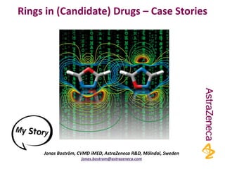 Rings in (Candidate) Drugs – Case Stories
Jonas Boström, CVMD iMED, AstraZeneca R&D, Mölndal, Sweden
jonas.bostrom@astrazeneca.com
 
