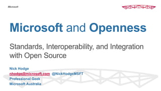 Nick Hodge
nhodge@microsoft.com @NickHodgeMSFT
Professional Geek
Microsoft Australia
 