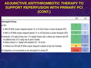 ADJUNCTIVE ANTITHROMBOTIC THERAPY TO
SUPPORT REPERFUSION WITH PRIMARY PCI
(CONT.)
 