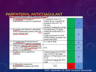 PARENTERAL ANTICOAGULANT
JACC. September 23, 2014. Accepted Manuscript
 