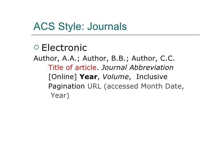 ACS Style Journal Articles ACS Style Journal Articles