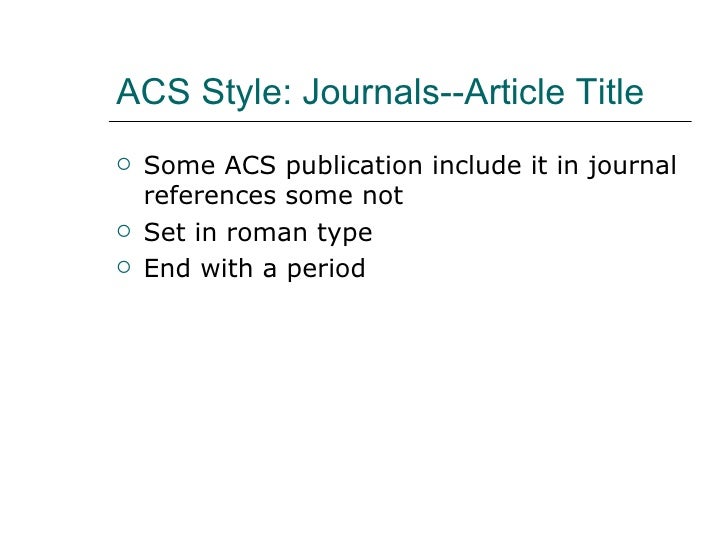 ACS Style Journal Articles
