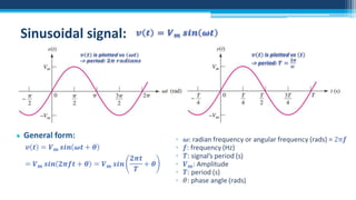 Sinusoidal signal:

•

 