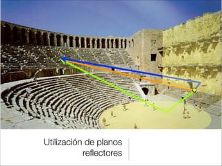 La sonoridad
• Mide cuánto nos ayuda la sala a incrementar el nivel del sonido

• Se recomienda que sea superior a 4dB.

• ¡Nunca negativa!
 