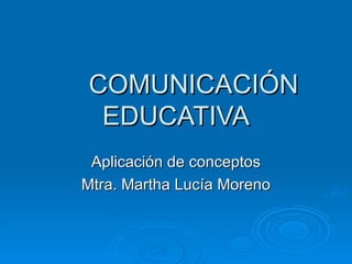 COMUNICACIÓN EDUCATIVA Aplicación de conceptos Mtra. Martha Lucía Moreno 