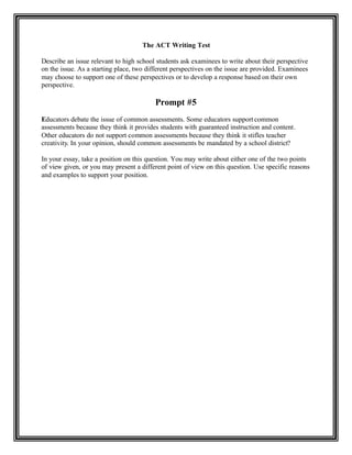 ACT Assessment Workshop Prompts