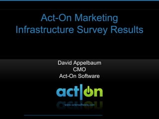 Act-On Marketing Infrastructure Survey Results David Appelbaum CMO Act-On Software 