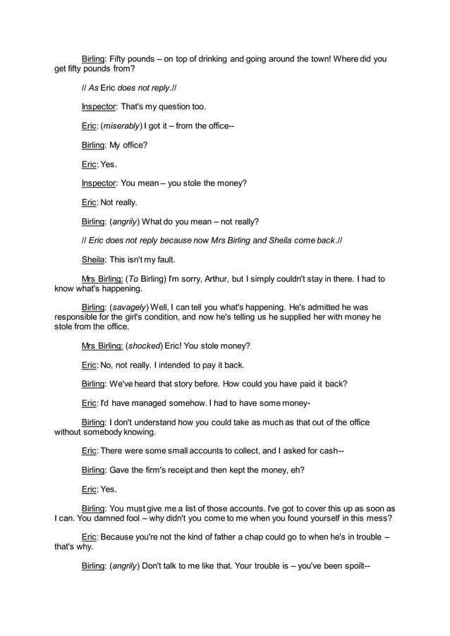 An Inspector Calls Act 3 Year 10