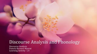 Discourse Analysis and Phonology
Discourse Analysis
Pamela Bermeo Maurat
Learning Activity 1.4
 