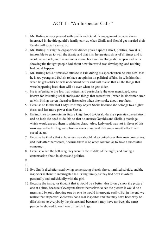 An Inspector Calls Act 1