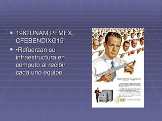 1962UNAM,PEMEX,CFEBENDIXG15 • Refuerzan su infraestructura en computo al recibir cada uno equipo  