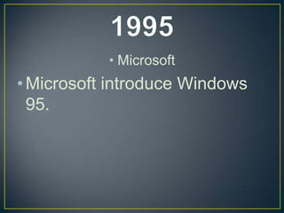 • Microsoft
• Microsoft introduce Windows
95.