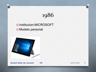 1986
O Institucion:MICROSOFT
O Modelo personal
04/12/2015Daniel Solis de vicente 1H 9
 