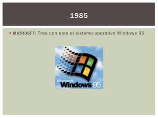  MICR0SFT: Trae con este el sistema operativo Windows 95
1985
 